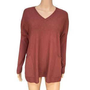 Altar’d State burnt orange v-neck sweater tunic pockets size S/M